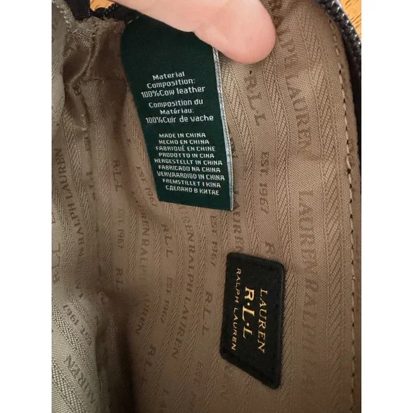 Lauren Ralph Lauren Womens Cosmetic Makeup bag 100% Cow Leather Black EUC - Picture 4 of 7